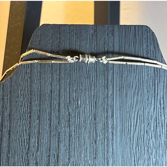 SSL Sterling Silver Turquoise Coral Inlay Bear Necklace Southwest Double Strand - Picture 5 of 6